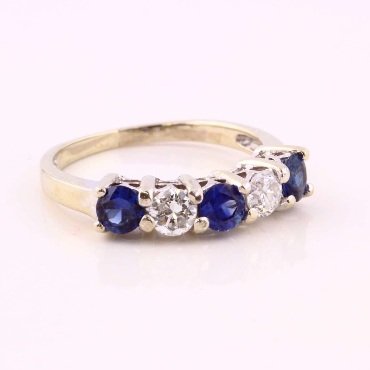 14 White Gold Pre-owned Sapphire and Diamond Wedding Band