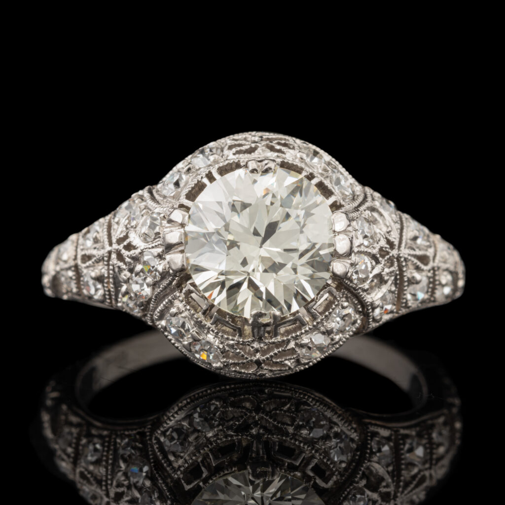 Antique 1.25ct VS Diamond Platinum Filigree Ring