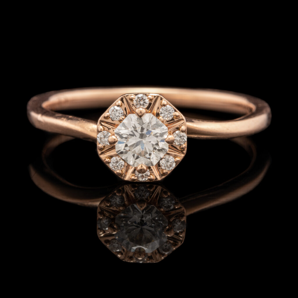 Pre-Owned 14K Rose Gold By-Pass Design Diamond Ring
