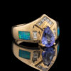 Pre-Owned Tanzanite VS Diamond and Lab Created Black Opal Ring in 14K