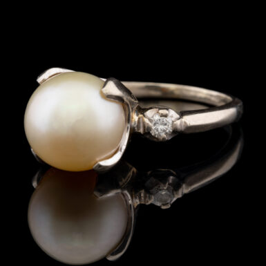 Akoya Vintage Pearl & Diamond Ring - Image 3