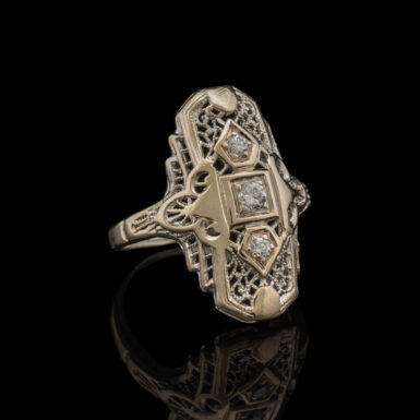 Antique Art Deco Filigree Diamond Dinner Ring