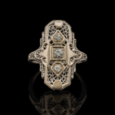 Antique Art Deco Filigree Diamond Dinner Ring