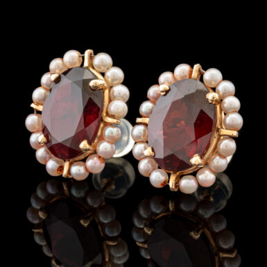 Vintage 14K Pyrope Garnet & Pearl Earrings