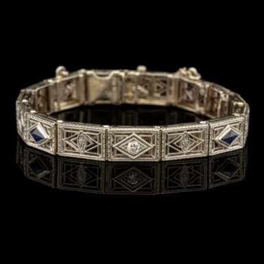 Antique Filigree Diamond & Synthetic Sapphire Bracelet