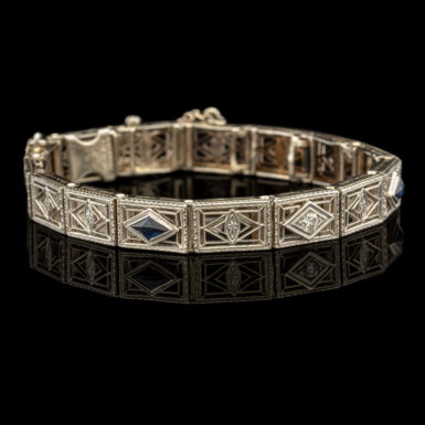 Antique Filigree Diamond & Synthetic Sapphire Bracelet