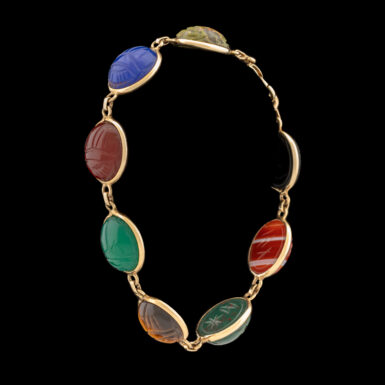 Pre-Owned 8-Gemstone Scarab Bracelet in 14K