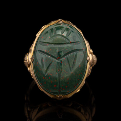 Vintage 18K Bloodstone Scarab Ring