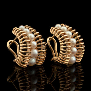 Vintage Pearl & 14K Gold Earrings