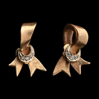 Vintage Diamond Bow Earrings in 14K