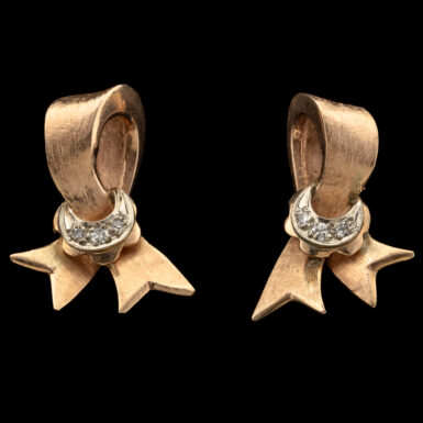 Vintage Diamond Bow Earrings in 14K