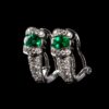 Pre-Owned 18K Diamond & Synthetic Emerald Earrings - Image 2