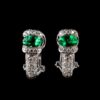 Pre-Owned 18K Diamond & Synthetic Emerald Earrings