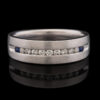 Pre-Owned 14K Diamond & Sapphire Wedding Band