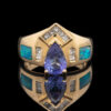 Pre-Owned Tanzanite, Diamond & Lab Created Opal Ring