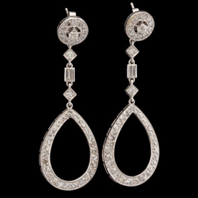 Vintage Diamond and Platinum Dangle Earrings