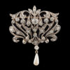 Antique Edwardian 15K Diamond & Pearl Brooch