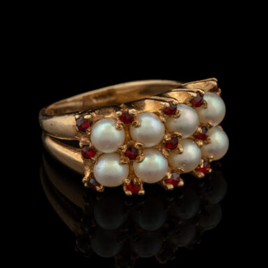 Pre-Owned Pearl and Garnet Ring in 14K