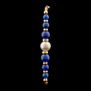 Pre-Owned 14K Lapis & Pearl Bar Pin