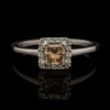Pre-Owned Halo Cognac Diamond Engagement Ring in 14K
