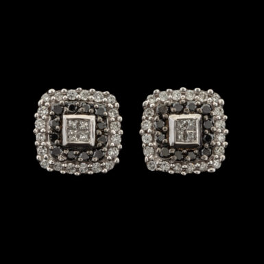 Pre-Owned 10K Diamond & Black Spinnel Earrings