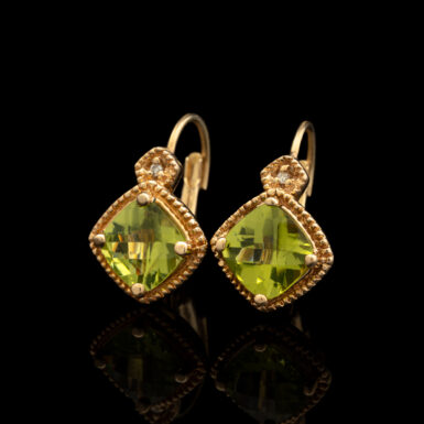 Pre-Owned 14K Peridot & Diamond Earrings