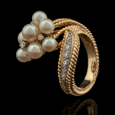 Pre-Owned Vintage Pearl & Diamond Ring in 14K