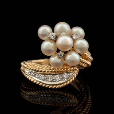 Pre-Owned Vintage Pearl & Diamond Ring in 14K