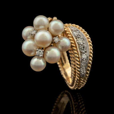 Pre-Owned Vintage Pearl & Diamond Ring in 14K