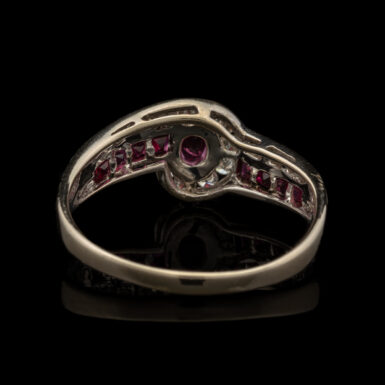 Pre-Owned Ruby & Diamond By-Pass Ring in 14K White Gold