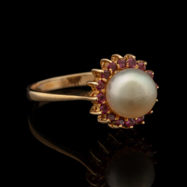 Pre-Owned Pearl & Ruby Ring in 14K