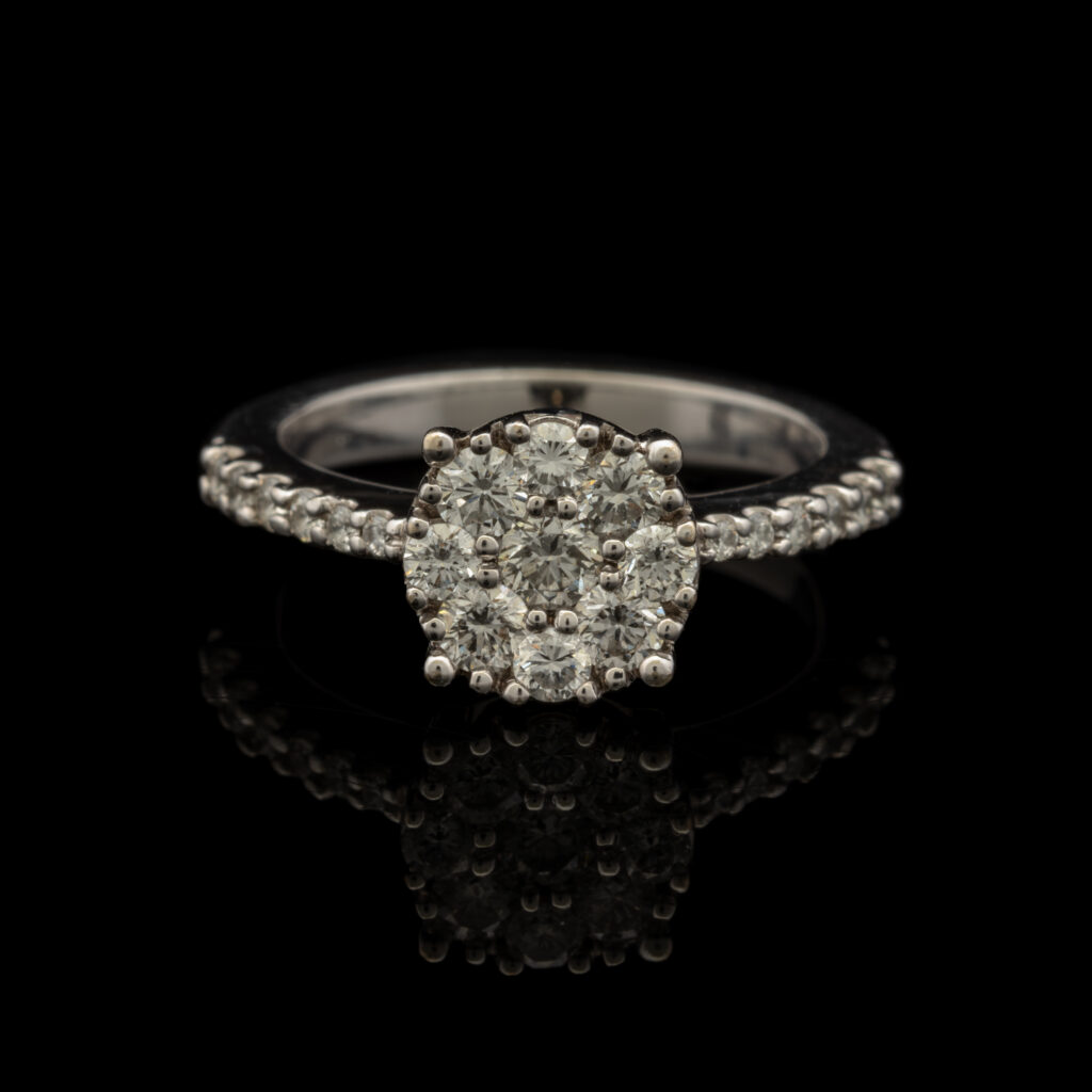 Pre-Owned 14K Cushion Shape Diamond Cluster Ring