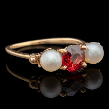 Pre-Owned Vintage Garnet & Pearl Ring in 14K