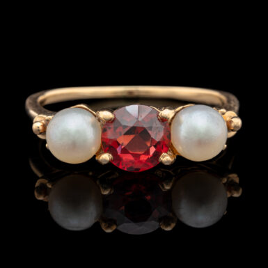 Pre-Owned Vintage Garnet & Pearl Ring in 14K