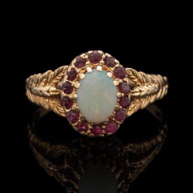 Pre-Owned Opal & Ruby Filigree Ring in 10K