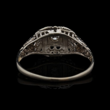 Vintage Filigree Diamond Ring in 18K White Gold