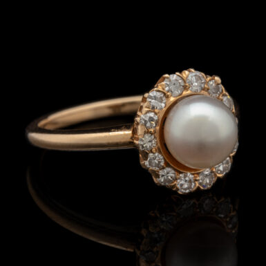 Pre-Owned 14K Pearl & Diamond Ring in 14K