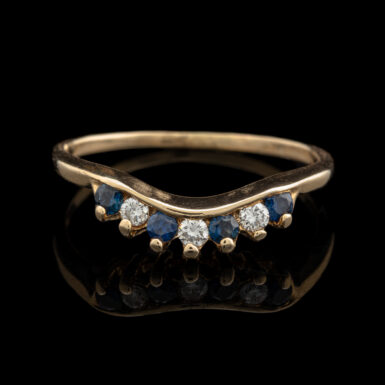 Pre-Owned Sapphire & Diamond Contour Band in 14K