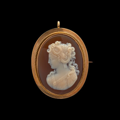 Antique 14K Hardstone Cameo Brooch