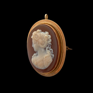 Antique 14K Hardstone Cameo Brooch