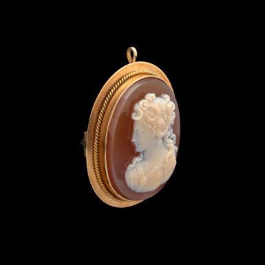 Antique 14K Hardstone Cameo Brooch