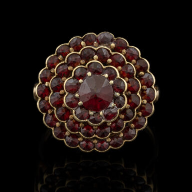 Vintage 14K Garnet Flower Ring