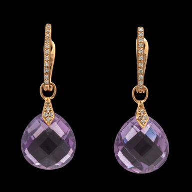 Pre-Owned 18K Rose Gold Amethyst & Diamond Earrings