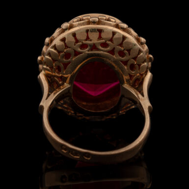 Vintage Synthetic Ruby Dinner Ring in 14K