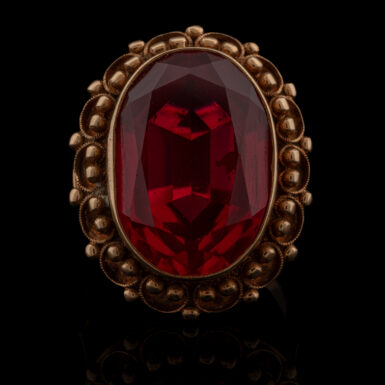 Vintage Synthetic Ruby Dinner Ring in 14K