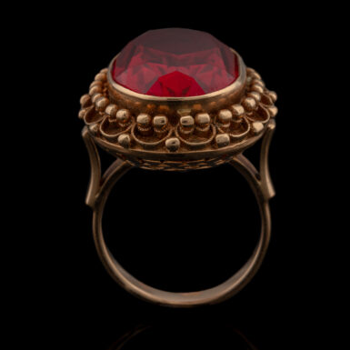 Vintage Synthetic Ruby Dinner Ring in 14K