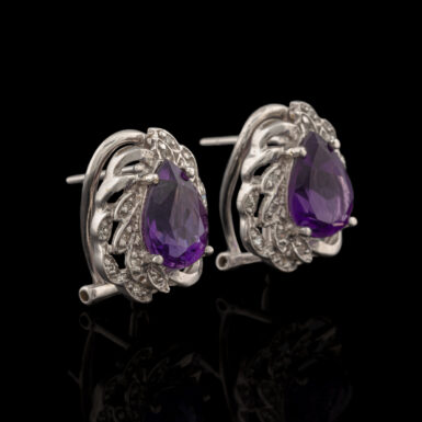 Pre-Owned 14K Amethyst & Diamond Earrings