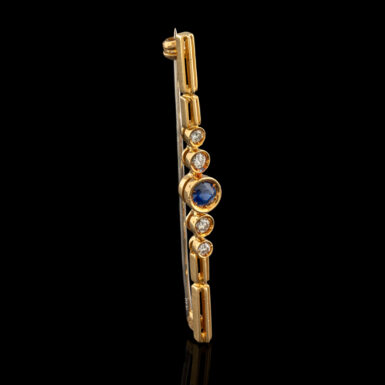 Antique 1920 Sapphire & Diamond Bar Pin