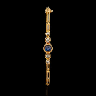 Antique 1920 Sapphire & Diamond Bar Pin