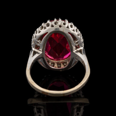 Pre-Owned Synthetic Ruby & Diamond Ring in 14K